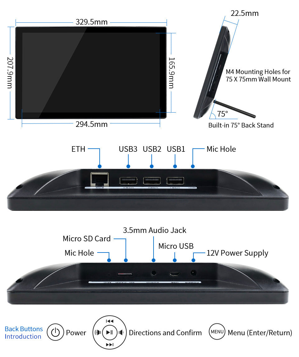 Waveshare 17554 - 13,3" Magic Mirror Display inkl. Raspberry Pi 3 A+