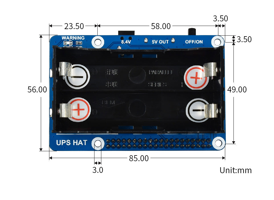 Waveshare 18306 - UPS (Uninterruptible Power Supply) HAT für Raspberry Pi -
