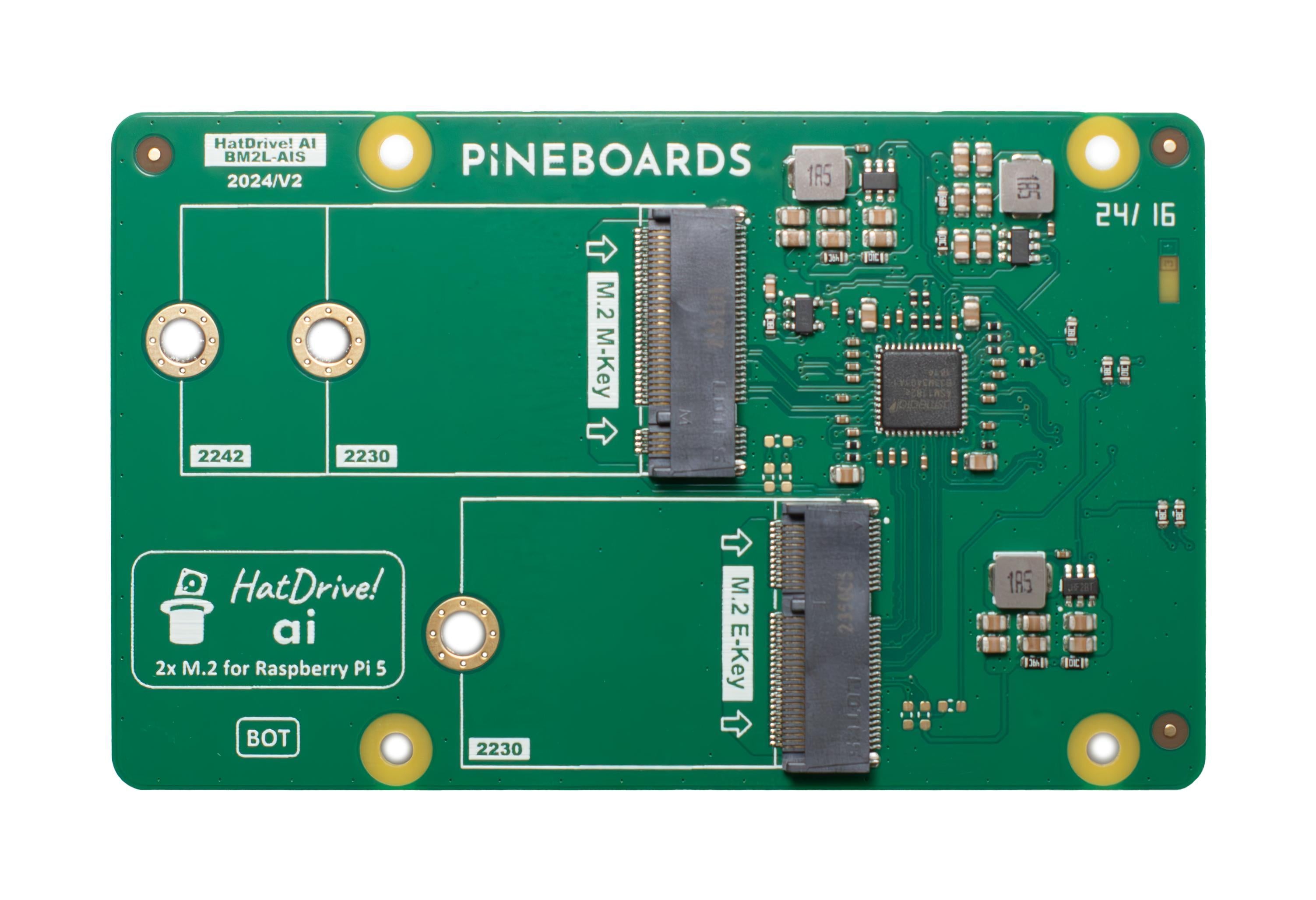 Pineboards HatDrive! AI (NVMe + Coral Edge TPU) für Raspberry Pi 5