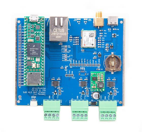 Teensy 4.1 Triple CAN Board with ETH and u-blox NEO-M8M GNSS