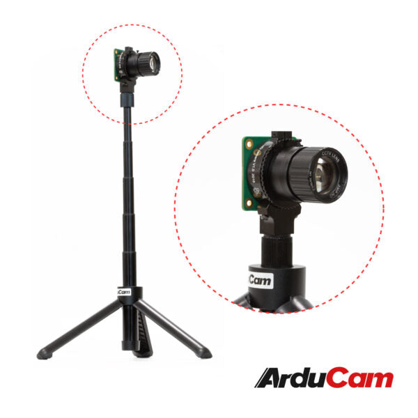 Lightweight Mini Tripod Stand with Extender for Raspberry Pi HQ Camera