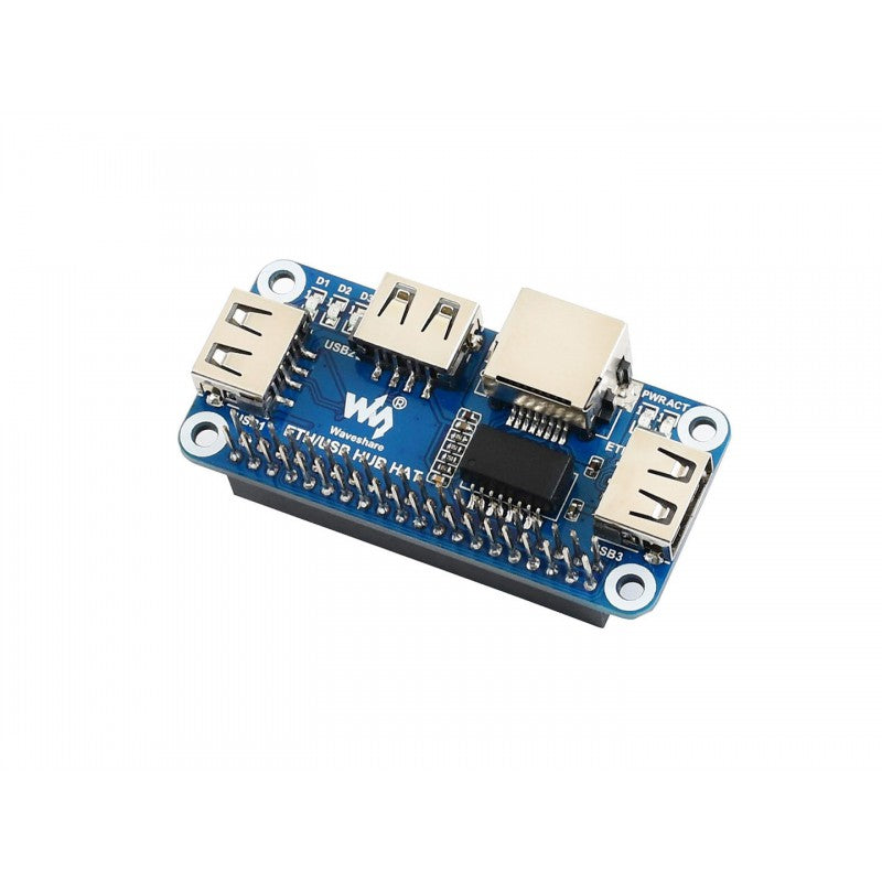 Ethernet / USB HUB HAT for Raspberry Pi, 1x RJ45, 3x USB