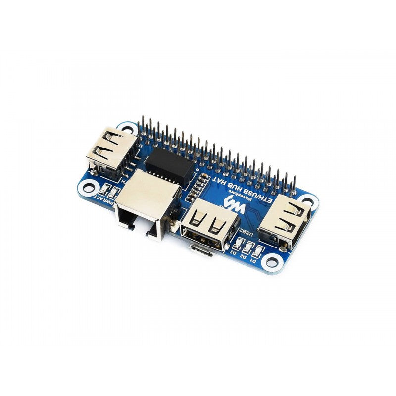 Ethernet / USB HUB HAT for Raspberry Pi, 1x RJ45, 3x USB