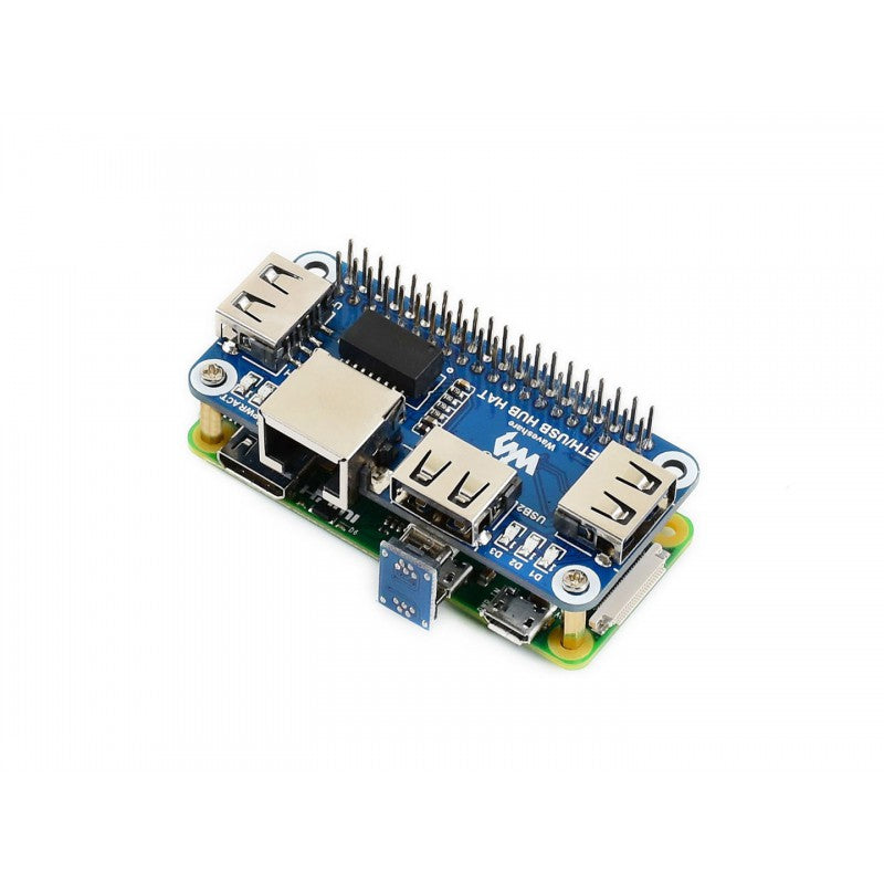 Ethernet / USB HUB HAT for Raspberry Pi, 1x RJ45, 3x USB