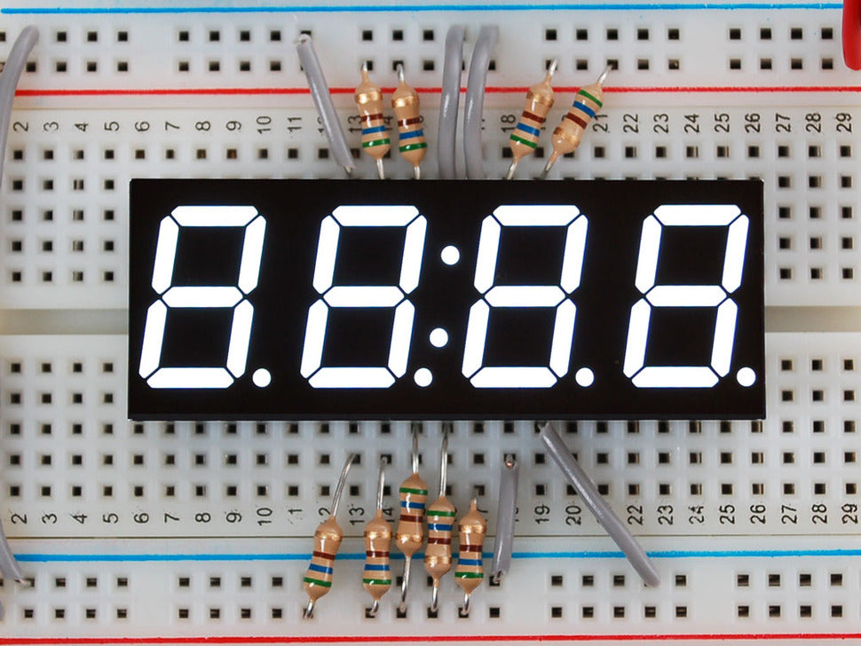 White 7-segment clock display - 0.56" digit height