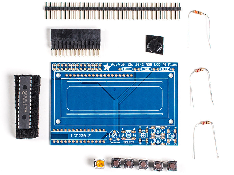 Adafruit Blue&White 16x2 LCD+Keypad Kit for Raspberry Pi