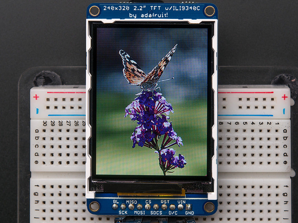 2.2" 18-bit color TFT LCD display with microSD card breakout - EYESPI Connector