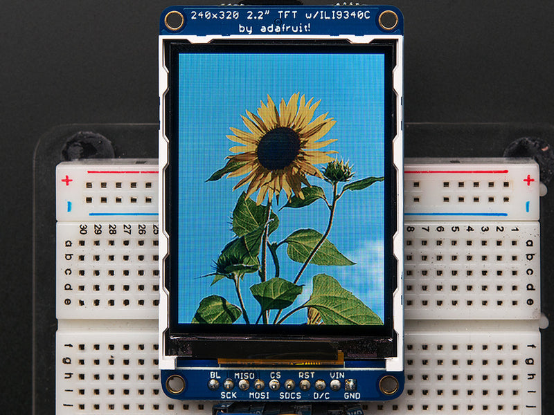 2.2" 18-bit color TFT LCD display with microSD card breakout - EYESPI Connector