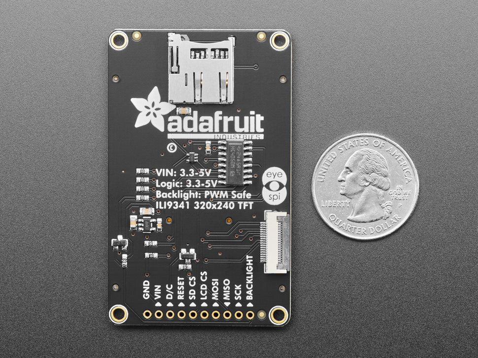 2.2" 18-bit color TFT LCD display with microSD card breakout - EYESPI Connector