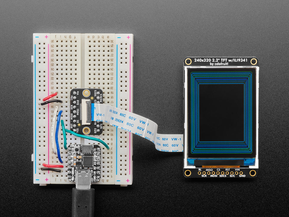 2.2" 18-bit color TFT LCD display with microSD card breakout - EYESPI Connector