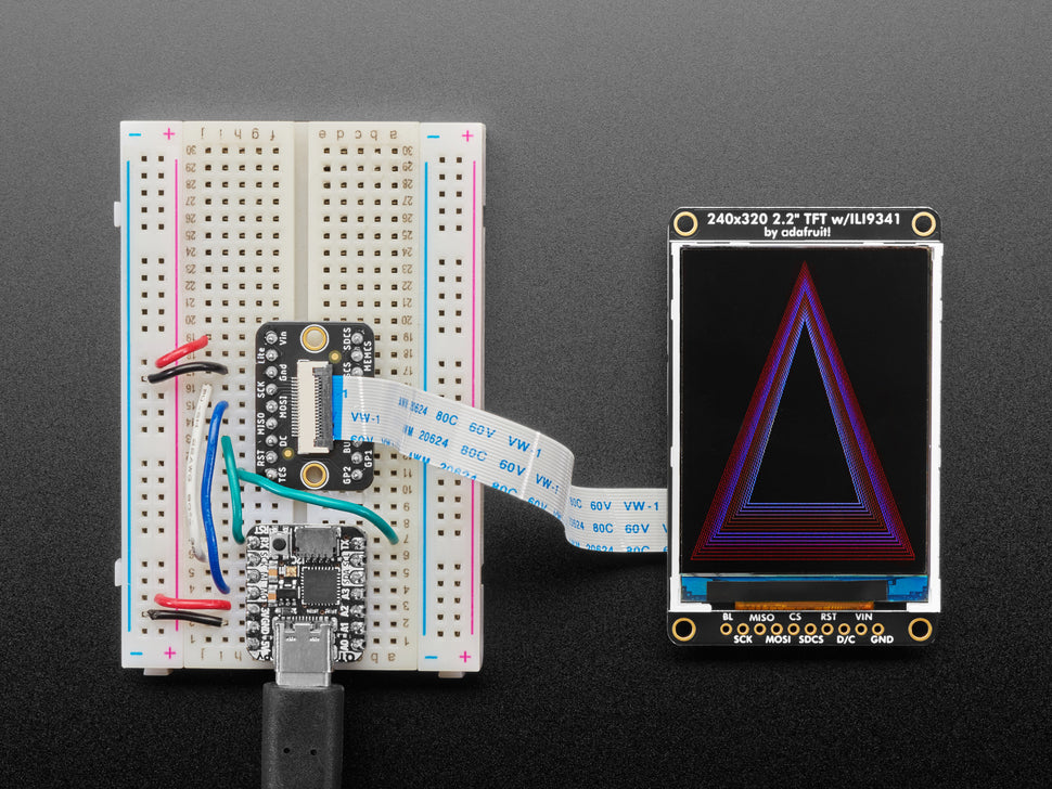 2.2" 18-bit color TFT LCD display with microSD card breakout - EYESPI Connector