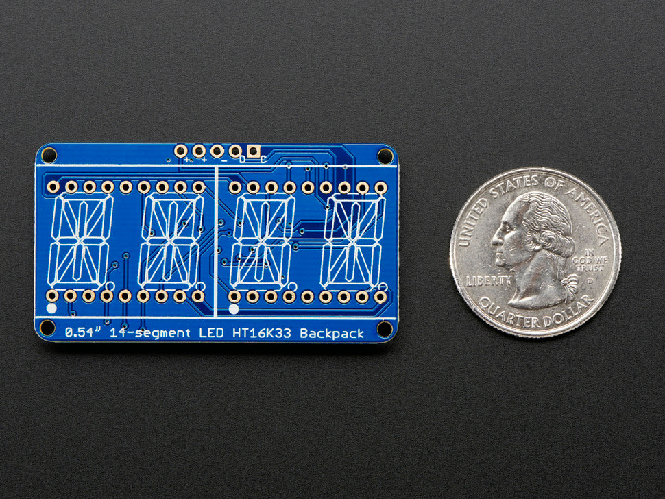 Quad Alphanumeric Display - 0.54" Digits w/ I2C Backpack