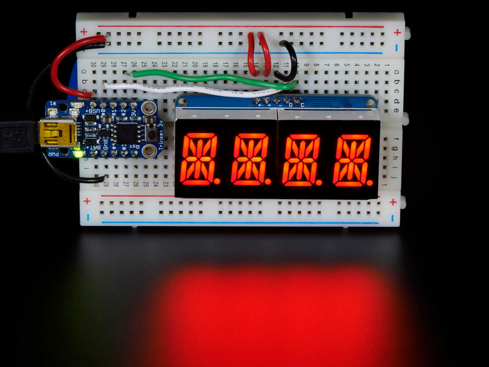 Quad Alphanumeric Display - 0.54" Digits w/ I2C Backpack