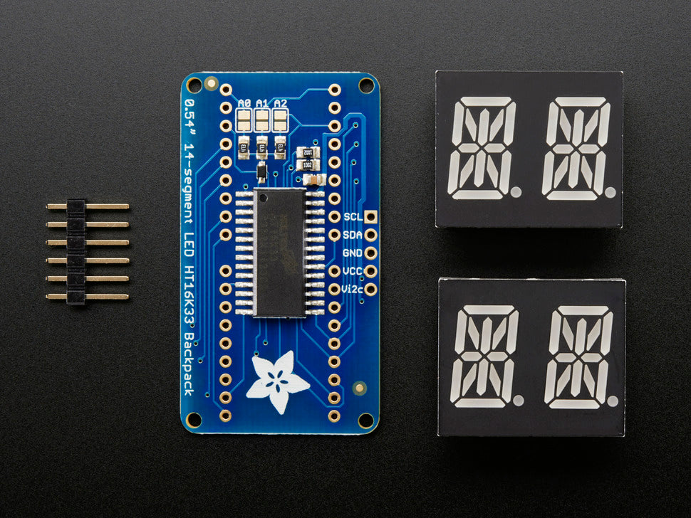 Quad Alphanumeric Display - 0.54" Digits w/ I2C Backpack