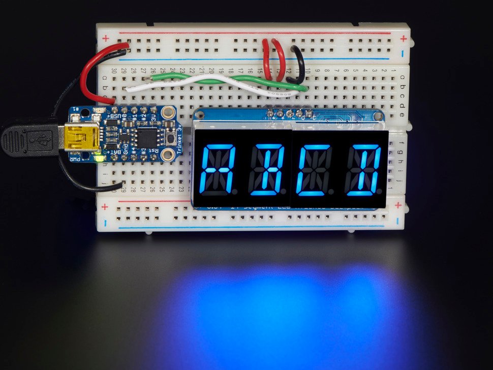 Quad Alphanumeric Display - 0.54" Digits w/ I2C Backpack