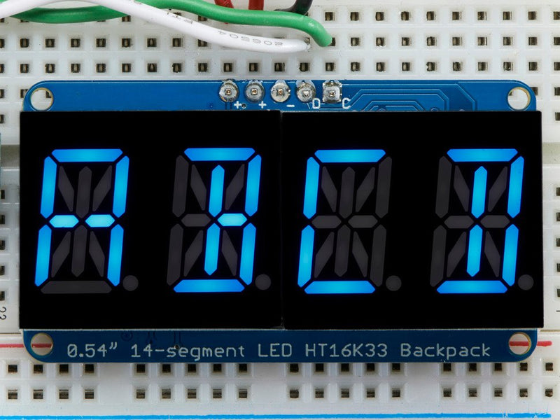 Quad Alphanumeric Display - 0.54" Digits w/ I2C Backpack