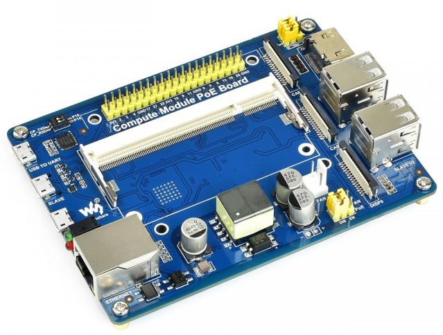Waveshare 16664 - Compute Module IO Board with PoE Feature, for Raspberry Pi CM3 / CM3L / CM3+ / CM3+L