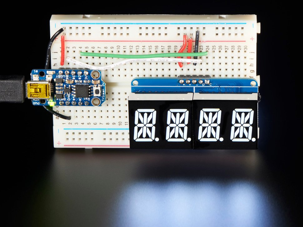 Quad Alphanumeric Display - 0.54" Digits w/ I2C Backpack