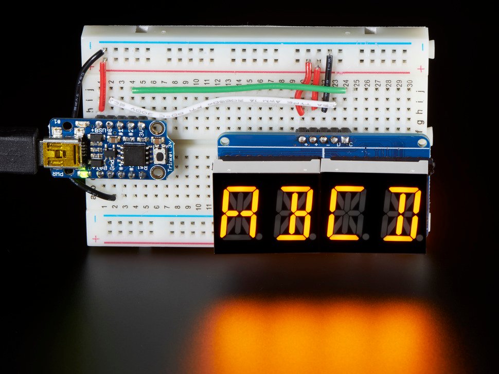 Quad Alphanumeric Display - 0.54" Digits w/ I2C Backpack