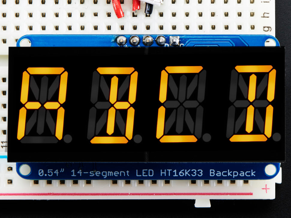 Quad Alphanumeric Display - 0.54" Digits w/ I2C Backpack