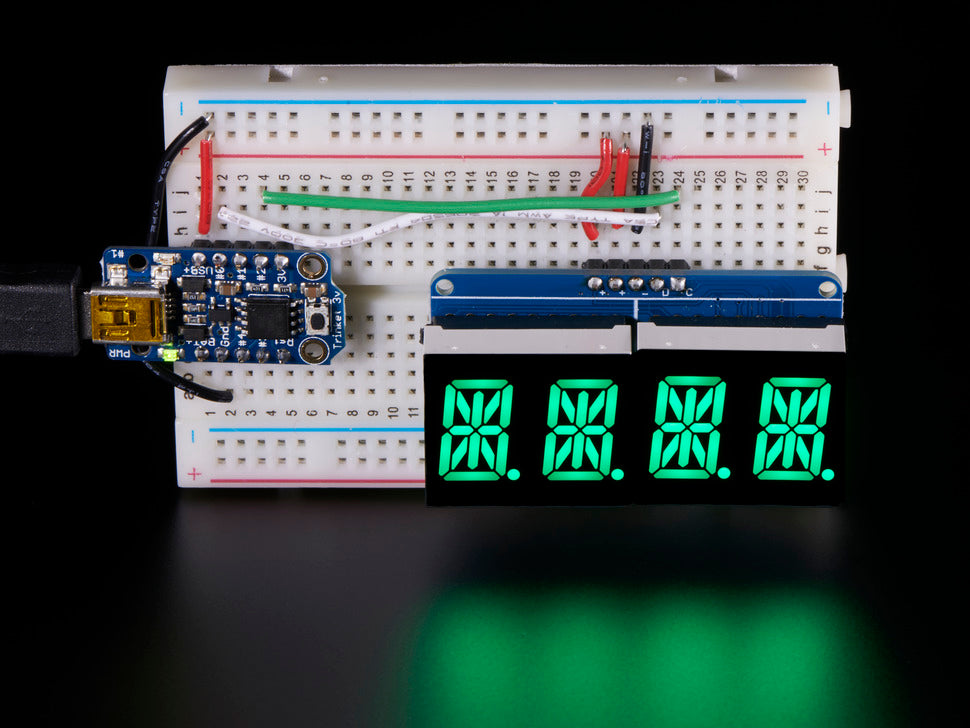 Quad Alphanumeric Display - 0.54" Digits w/ I2C Backpack