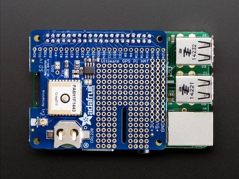 Adafruit Ultimate GPS HAT for Raspberry Pi A+/B+/Pi 2/3/Pi 4 - Mini Kit