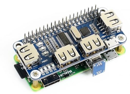 Waveshare 12694 - 4 Port USB HUB HAT für Raspberry Pi