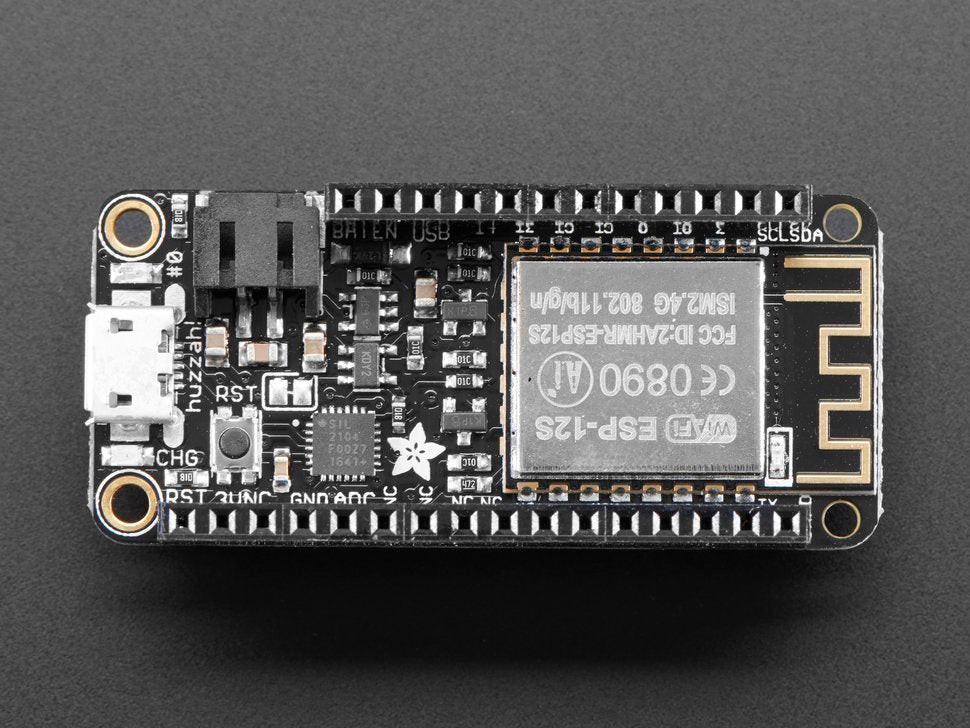 Assembled Feather HUZZAH w/ ESP8266 WiFi With Stacking Headers - compatible with Arduino