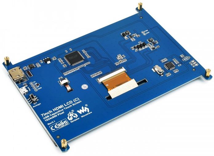 Waveshare 11199 - 7-Zoll-LCD mit kapazitivem Touchscreen (C), 1024×600, HDMI, IPS, niedriger Stromverbrauch