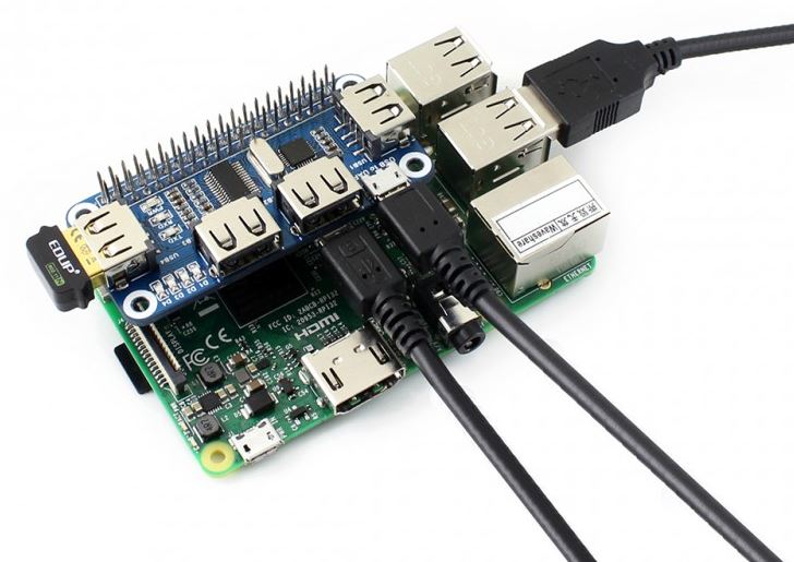 Waveshare 12694 - 4 Port USB HUB HAT für Raspberry Pi