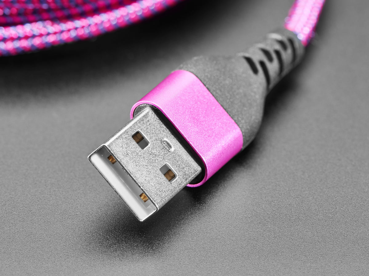 Pink and Purple Woven USB A to USB C Cable - 2 meters long