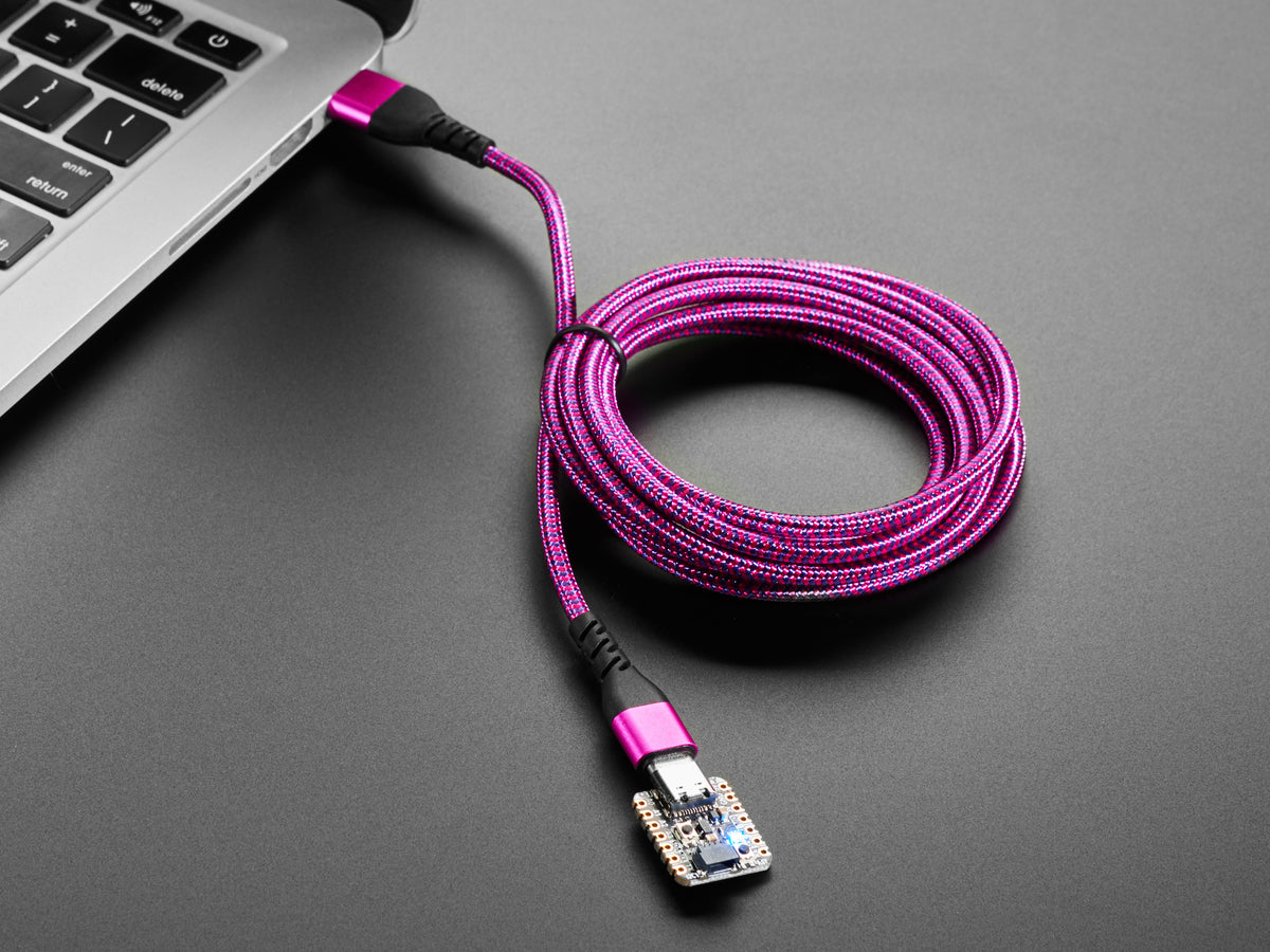 Pink and Purple Woven USB A to USB C Cable - 2 meters long