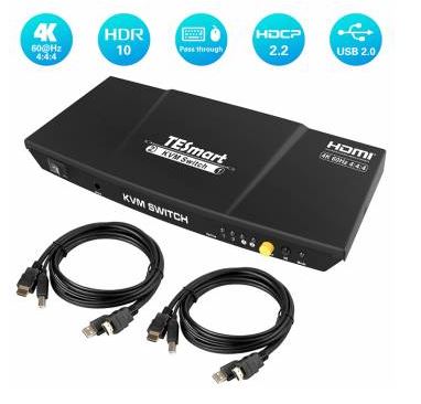 TESmart HKS0201A2U, 2 Port HDMI KVM Switch, 4K 60 Hz