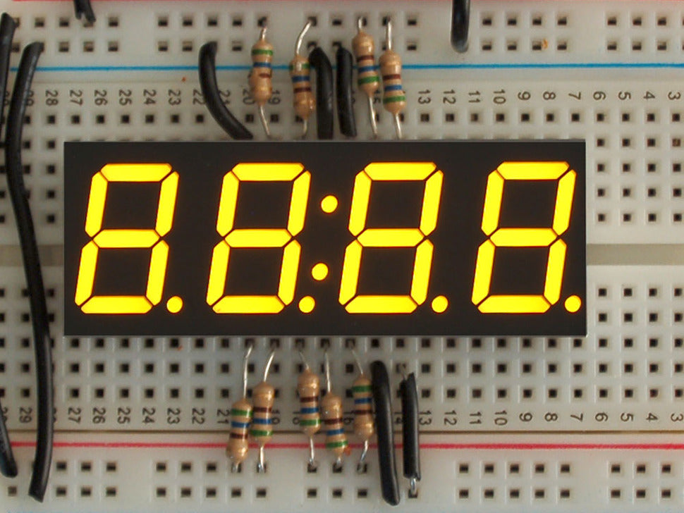 Yellow 7-segment clock display - 0.56" digit height