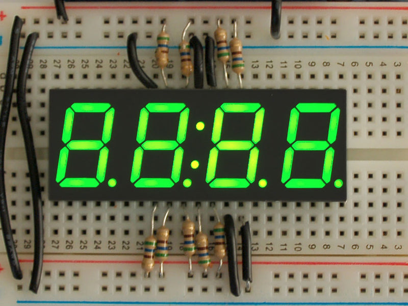 Green 7-segment clock display - 0.56" digit height