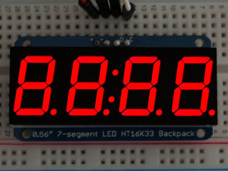 Adafruit 0.56" 4-Digit 7-Segment Display w/I2C Backpack - Red