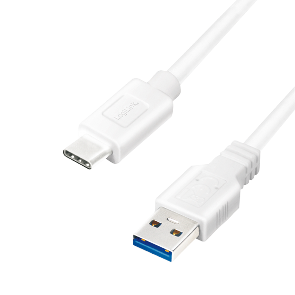 USB 3.2 Gen1 Type-C Kabel, C/M zu USB-A/M, weiß, 1 m