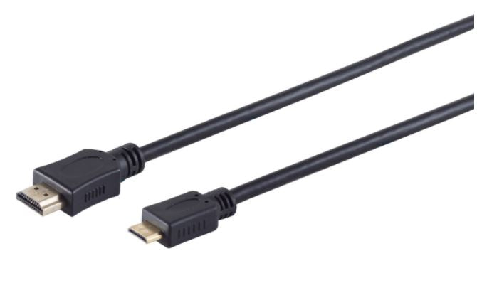 HDMI A-Stecker auf HDMI C-Stecker, vergoldete Kontakte, Full HD, ULTRA HD, 3D, HEAC, 1,0m (S-Conn)