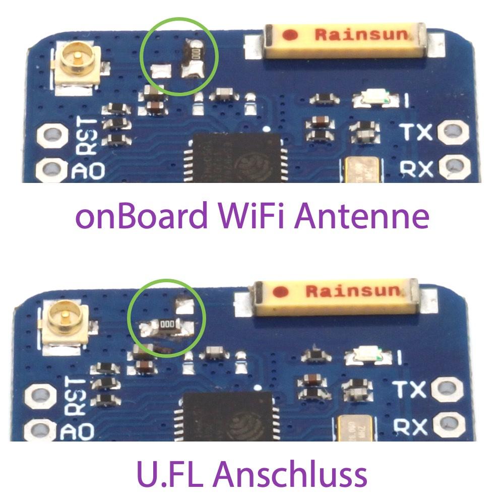 D1 Mini Pro - ESP8266 Entwicklungsboard mit U.FL Anschluss, Set mit Antenne