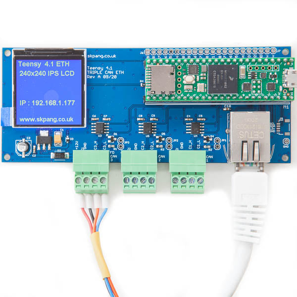 Teensy 4.1 Triple CAN Board with 240x240 LCD and Ethernet