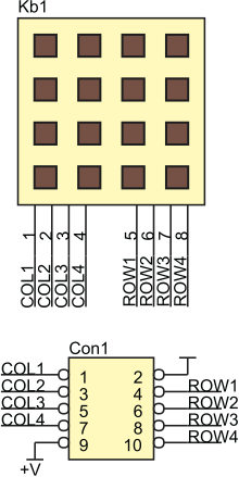 KAmodKB4x4 - module of a 16-button 4 × 4 matrix keyboard