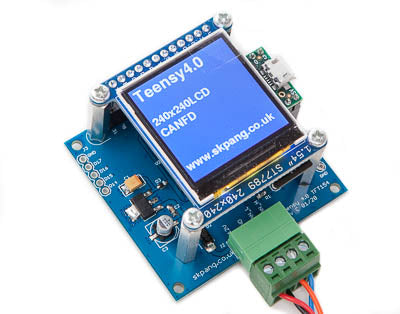 Teensy 4.0 CAN FD board with 240x240 IPS LCD and uSD holder