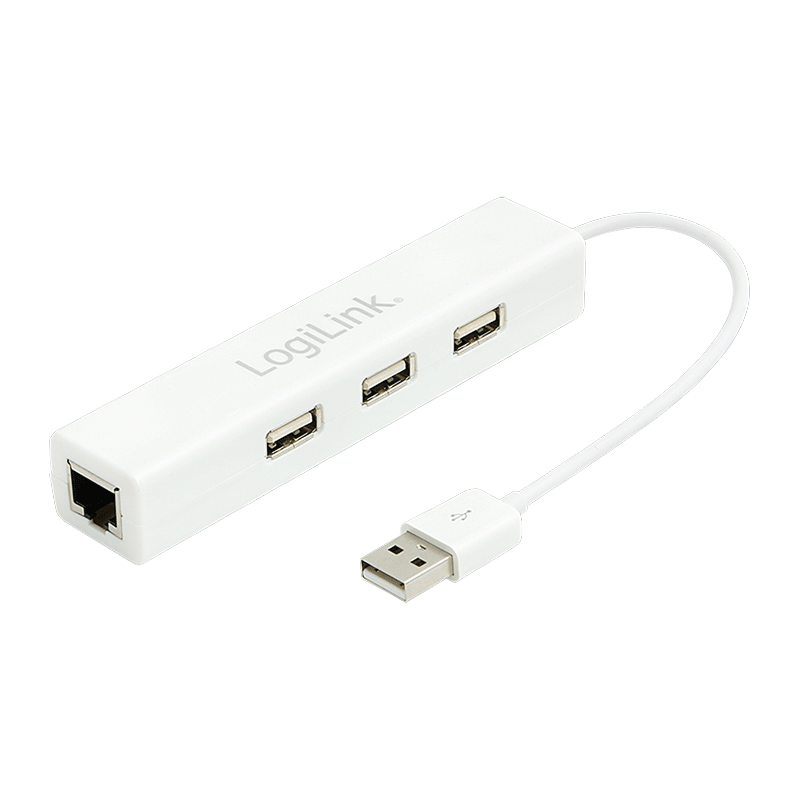 3Port USB Hub mit eingebautem Ethernet (LogiLink)