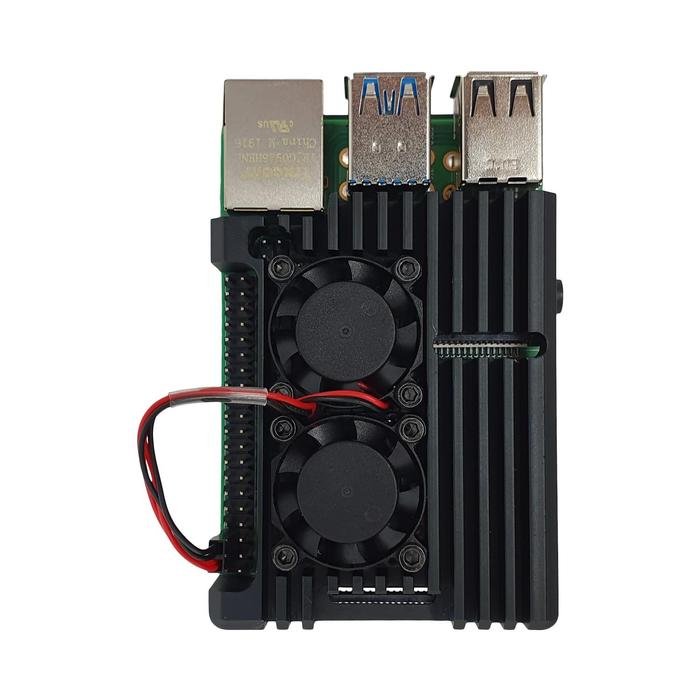 Dual Fan Heatsink (Lüfter + Kühlkörper) Gehäuse für Raspberry Pi 4 – Schwarz